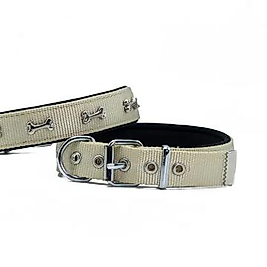 Doggie Metal Kemik İşlemeli Köpek Boyun Tasması 2.5x42-50 cm - Haki