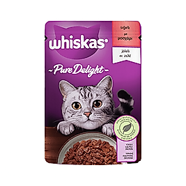 Whiskas Pure Delight Sığır Etli Yetişkin Kedi Pouch Yaş Mama (85 g)