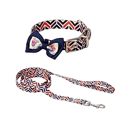 Eastland Papyonlu Balık Desenli Boyun Tasması Seti 40- 50 cm + 1,2 m