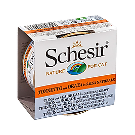 Schesir Soslu Ton Balıklı ve Çipuralı Konserve Kedi Maması (70 g)