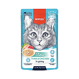 Wanpy Stew Gravy Sos İçerisinde Ton Balıklı ve Tavuk Etli Kedi Yaş Maması (70 g)