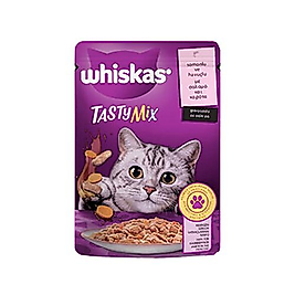 Whiskas Tasty Mix Somonlu ve Havuçlu Yetişkin Kedi Pouch Yaş Mama (85 g)