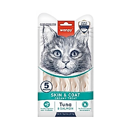 Wanpy Skin&Coat Ton Balığı ve Somonlu Krema Kedi Ödülü (5 x 14 g)