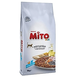 Mito Mix Tavuk Etli ve Balıklı Yetişkin Kedi Maması 15 kg