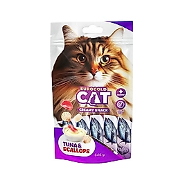 EuroGold Cat Ton Balıklı ve Deniz Taraklı Sıvı Kedi Ödül Maması 5 x 15 g