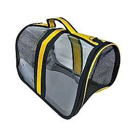 Bacco Milano Sarı Şeritli Şeffaf Taşıma Çantası (41 x 28 x 28 cm)