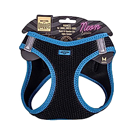 Doggie Havalı Dokuma Neon Serisi Küçük Irk Köpek Göğüs Tasması Mavi M 38 - 44 cm