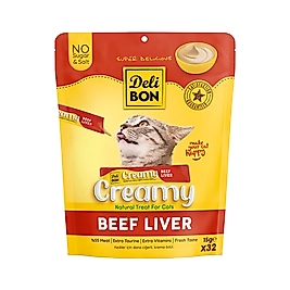 Delibon Creamy Dana Ciğerli Sıvı Kedi Ödül Maması (32 x 15 g)