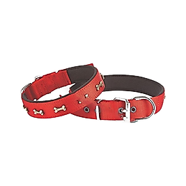 Doggie Comfort Dokuma Kemikli Köpek Boyun Tasması Medium Kırmızı 3x42-50 cm