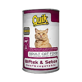 Quik Biftek Etli ve Sebzeli Yetişkin Kedi Konserve Maması (415 g)