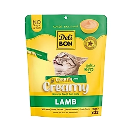 Delibon Creamy Kuzu Etli Sıvı Kedi Ödül Maması (32 x 15 g)