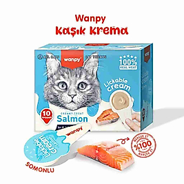 Wanpy Somonlu Kaşık Krema Kedi Ödül Maması 10x16gr