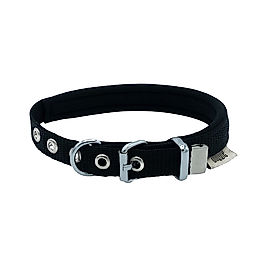 Doggie Dokuma Softlu Sade Köpek Boyun Tasması Siyah 1,5 x 25 - 30 cm