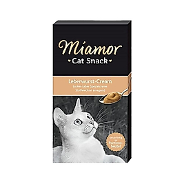 Miamor Cream Ciğer Etli Tamamlayıcı Ek Besin ve Kedi Ödülü 6 x 15 g