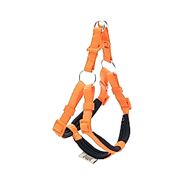 Doggie Konforlu Dokumadan El Yapımı Ronin Model Köpek Göğüs Tasması Turuncu 1,5 x 35 - 40 cm