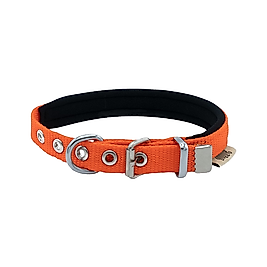 Doggie Konforlu Dokumadan El Yapımı Köpek Boyun Tasması Turuncu 1,5 x 20 - 25 cm