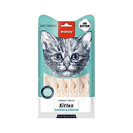 Wanpy Tavuk Etli ve Morina Balıklı Yavru Kedi Krema Ödülü 5 x 14 g