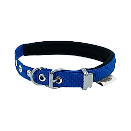 Doggie Dokuma Softlu Sade Köpek Boyun Tasması Mavi 3 x 42 - 50 cm