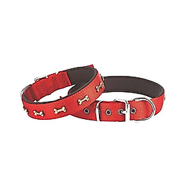Doggie Comfort Metal Kemik Desenli Köpek Tasması Kırmızı M 3 x 55 cm