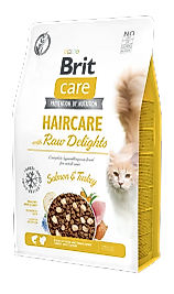 Brit Care Haircare Raw Delight, Yetişkin Kediler için Somon ve Dondurularak Kurutulmuş Hindi Etli Mama 2 kg