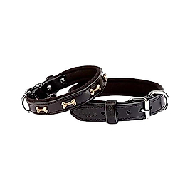Doggie Comfort Deri Kemik Süslü Köpek Boyun Tasması Siyah 2 x 30 - 35 cm