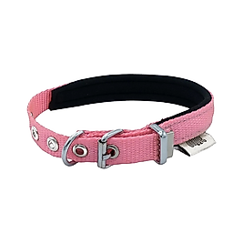 Doggie Dokuma Softlu Sade Köpek Boyun Tasması Pembe (1,5 x 25 - 30 cm)
