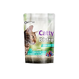 Catty Bistro Kısırlaştırılmış Tavuklu Yaban Mersinli ve Kızılcıklı Kedi Ödül Maması 60 Gr