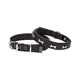 Doggie Comfort Metal Kemik Süslü Köpek Tasması Siyah 2 x 40 cm