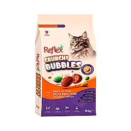 Reflex Crunchy Bubbles Duo Protein Somonlu ve Tavuk Etli Yetişkin Kedi Maması (10 kg)