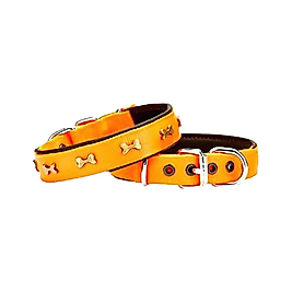 Doggie Comfort Dokuma Kemikli Köpek Boyun Tasması Large Turuncu 2.5x42-50 cm