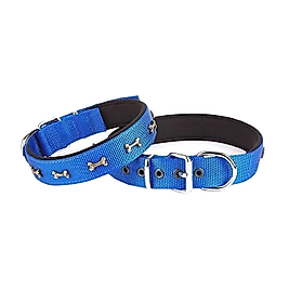 Doggie Comfort Dokuma Kemikli Köpek Boyun Tasması Large Mavi 2.5x42-50 cm