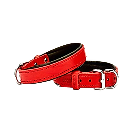 Doggie Konforlu Gerçek Deriden El Yapımı Köpek Boyun Tasması Kırmızı 2 x 30 - 35 cm