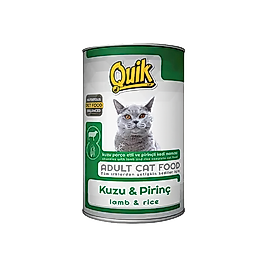 Quik Kuzu Etli ve Pirinçli Yetişkin Kedi Konserve Maması (415 g)