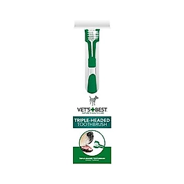Vet's Best Köpekler için Üç Başlı Yeşil Beyaz Diş Fırçası 17,5 cm