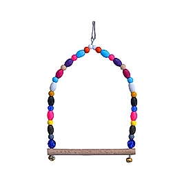 Fit Fly Boncuklu Ahşap Tünekli Kuş Salıncağı 15 x 24 cm