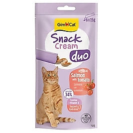 Gimcat Snack Cream Duo Somon Balıklı Ve Domatesli Yetişkin Kedi Ödül Maması 6x15 Gr