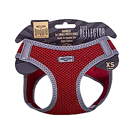 Doggie Havalı Dokuma Reflektör Serisi Küçük Irk Köpek Göğüs Tasması Kırmızı XS 30 - 34 cm