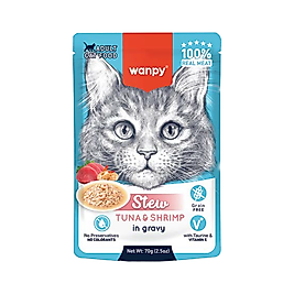 Wanpy Pouch Ton Balıklı ve Karidesli Yaş Kedi Maması (70 g)