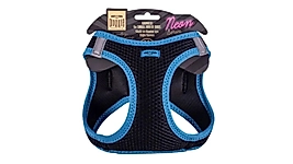 Doggie Neon Serisi Havalı Dokuma Küçük Irk Göğüs Tasması Mavi 26-30 cm