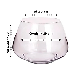 Özel Kesim Cam Fanus Ağız 14 cm Genişlik 19 cm Yükseklik 15 cm