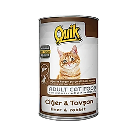 Quik Ciğer Etli ve Tavşan Etli Yetişkin Kedi Konserve Maması 415 g