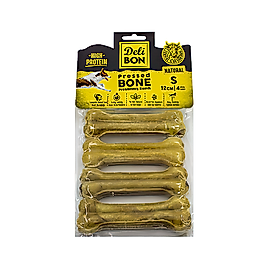 Deli Bon Deri Natural Press Kemik Köpek Ödülü 12 cm (4'lü)