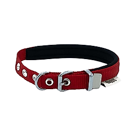 Doggie Dokuma Softlu Sade Köpek Boyun Tasması Kırmızı 3 x 42 - 50 cm