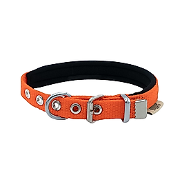 Doggie Dokuma Softlu Sade Köpek Boyun Tasması Turuncu 1,5 x 25 - 30 cm