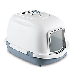 Stefanplast Süper Queen Kapalı Kedi Tuvaleti Mavi Beyaz