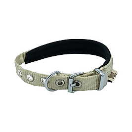 Doggie Comfort Yumuşak Dokuma Köpek Boyun Tasması Haki M 1,5 x 25 - 30 cm