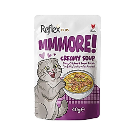 Reflex Plus MMore Ton Balıklı, Tavuk Etli ve Tatlı Patatesli Kremalı Kedi Çorbası (40 g)