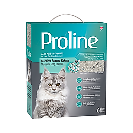 Proline Aktif Karbonlu ve Granüllü Marsilya Sabunu Kokulu Bentonit Kedi Kumu (6 L)