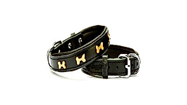 Doggie Comfort Deri Kemik Süslü Köpek Boyun Tasması Medium Siyah 2x35-40 cm