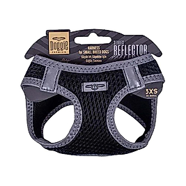 Doggie Havalı Dokuma Reflektör Serisi Küçük Irk Köpek Göğüs Tasması Siyah 3XS 22 - 26 cm